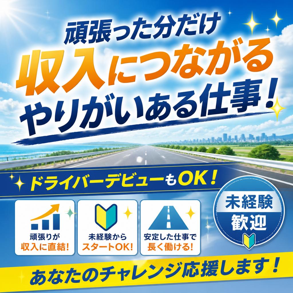 頑張った分だけ収入につながるやりがいある仕事！✨ドライバーデビューもOK！✨あなたのチャレンジ応援します！