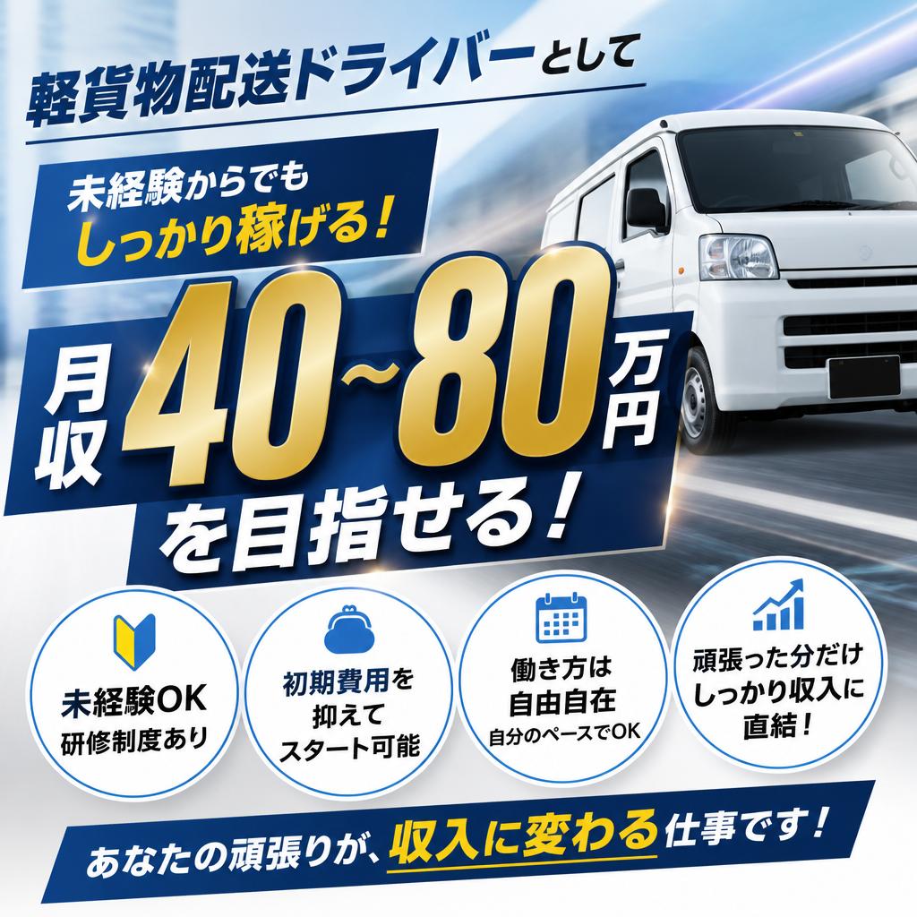 軽貨物配送ドライバーとして月収40~80万円を目指せる！
