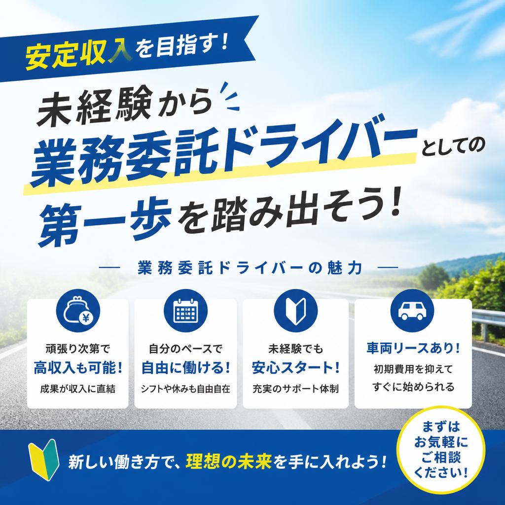 安定収入を目指す！未経験から業務委託ドライバーとしての第一歩を踏み出そう！