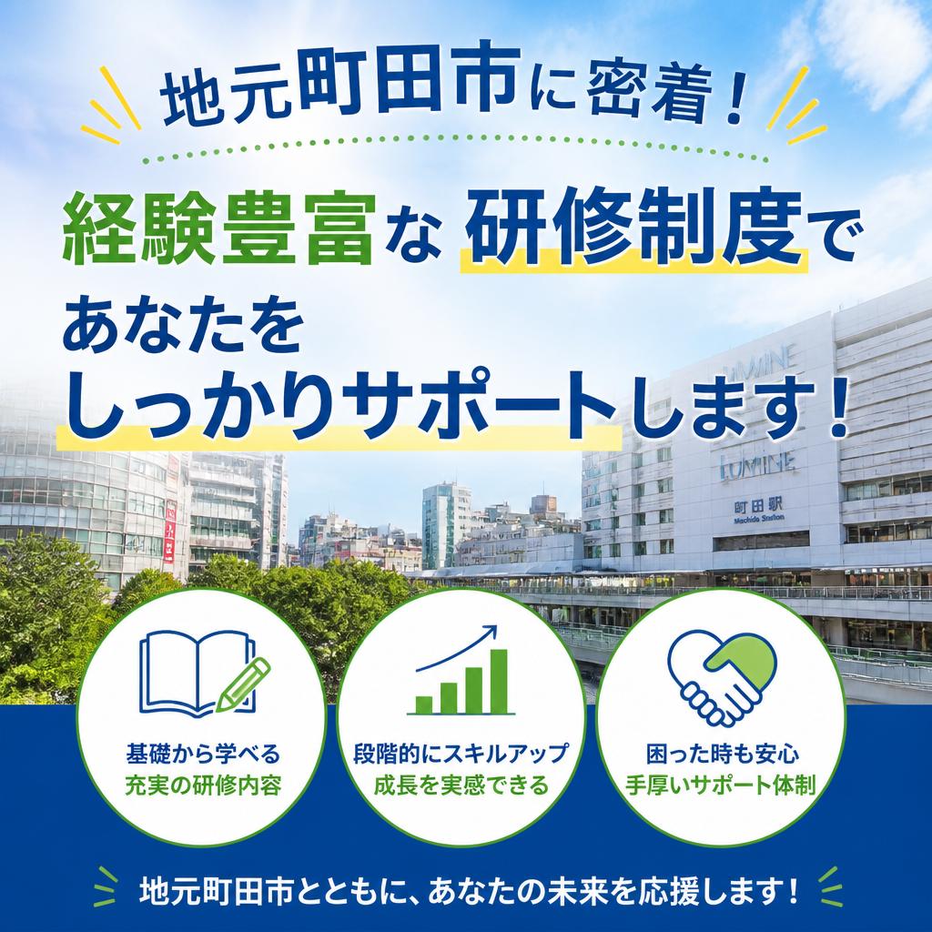 地元町田市に密着！経験豊富な研修制度であなたをしっかりサポートします！