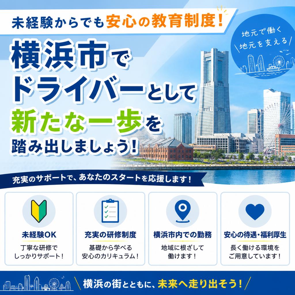 未経験からでも安心の教育制度！
横浜市でドライバーとして新たな一歩を踏み出しましょう！