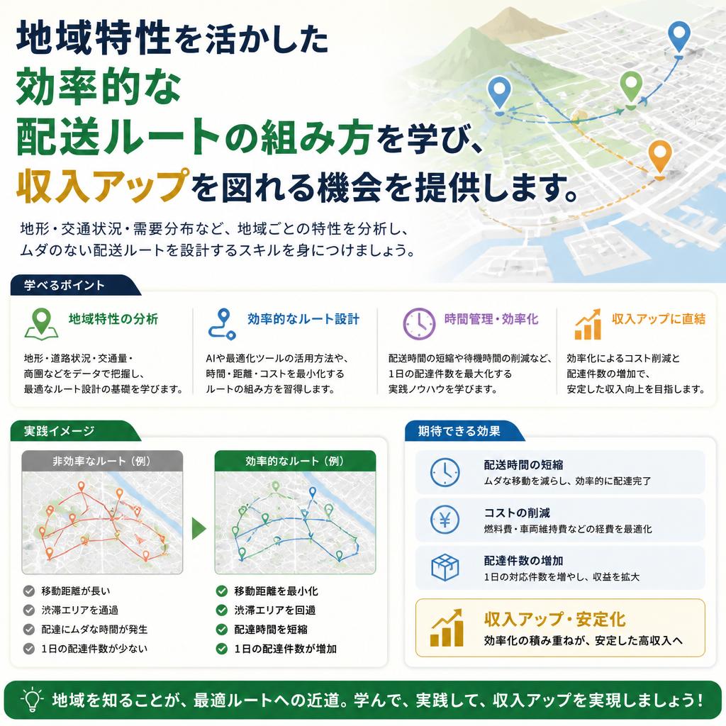 効率的なルートの設定方法を学べる！