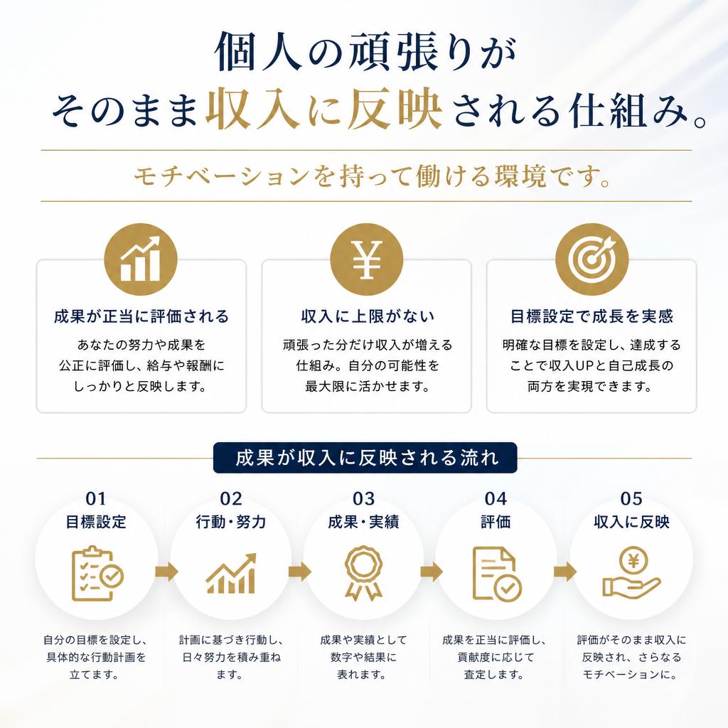 収入に直結する完全出来高制