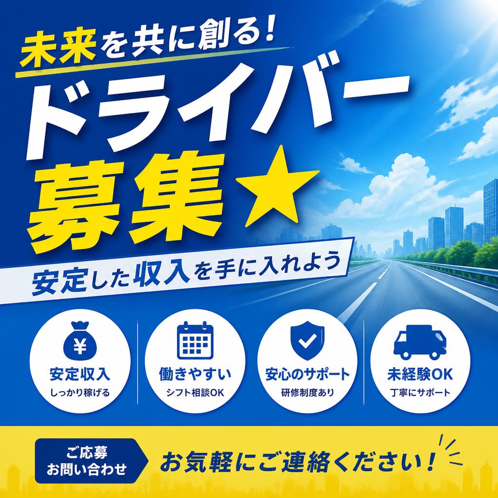 未来を共に創る！ドライバー募集★安定した収入を手に入れよう