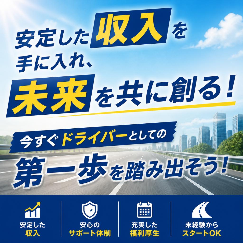 安定した収入を手に入れ、未来を共に創る！今すぐドライバーとしての第一歩を踏み出そう！