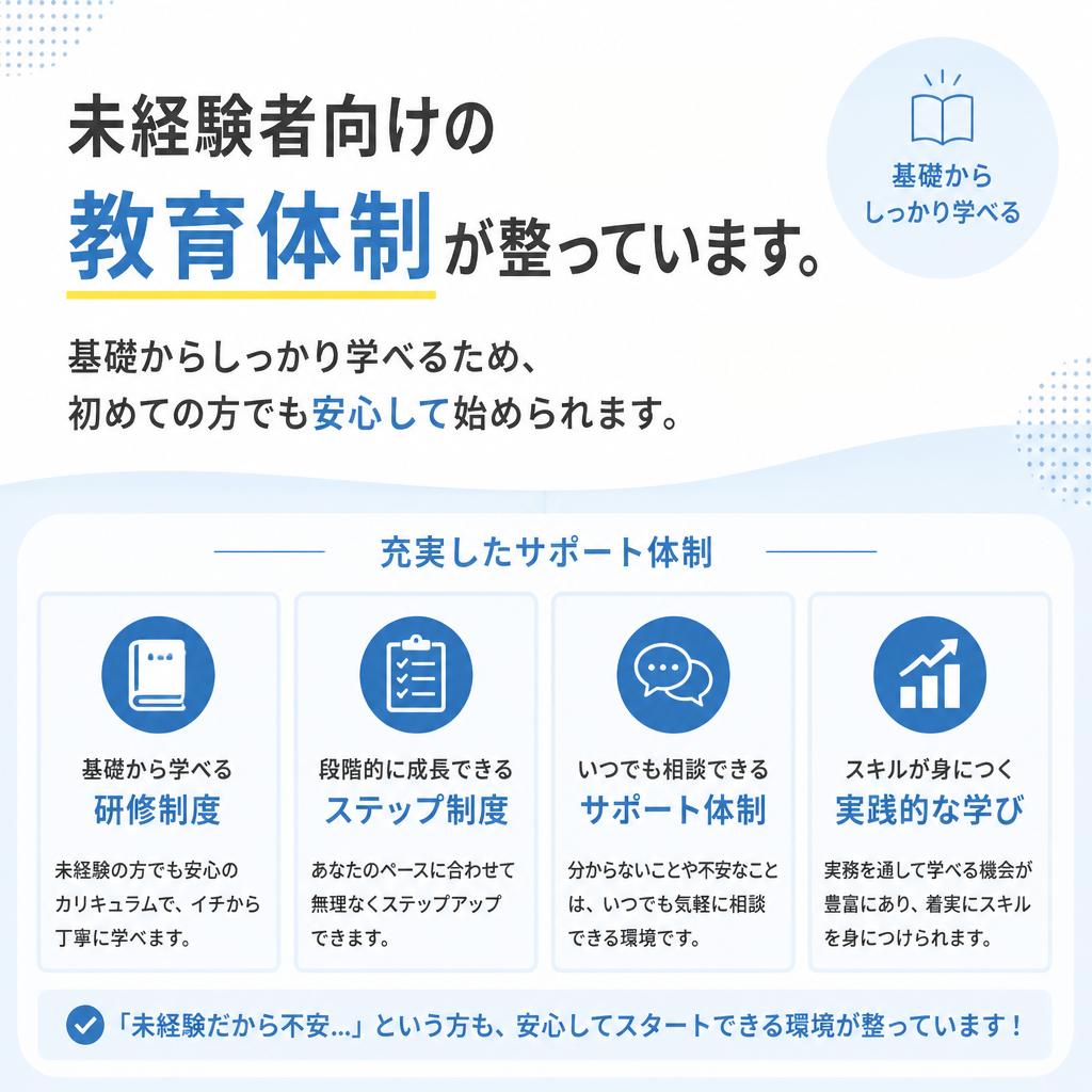 初心者でも安心！充実の研修制度