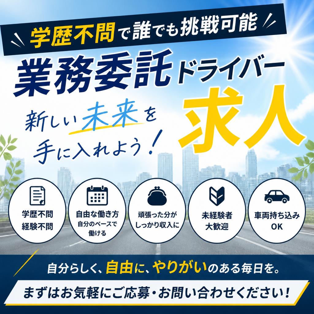 学歴不問で誰でも挑戦可能、業務委託ドライバー求人で新しい未来を手に入れよう！