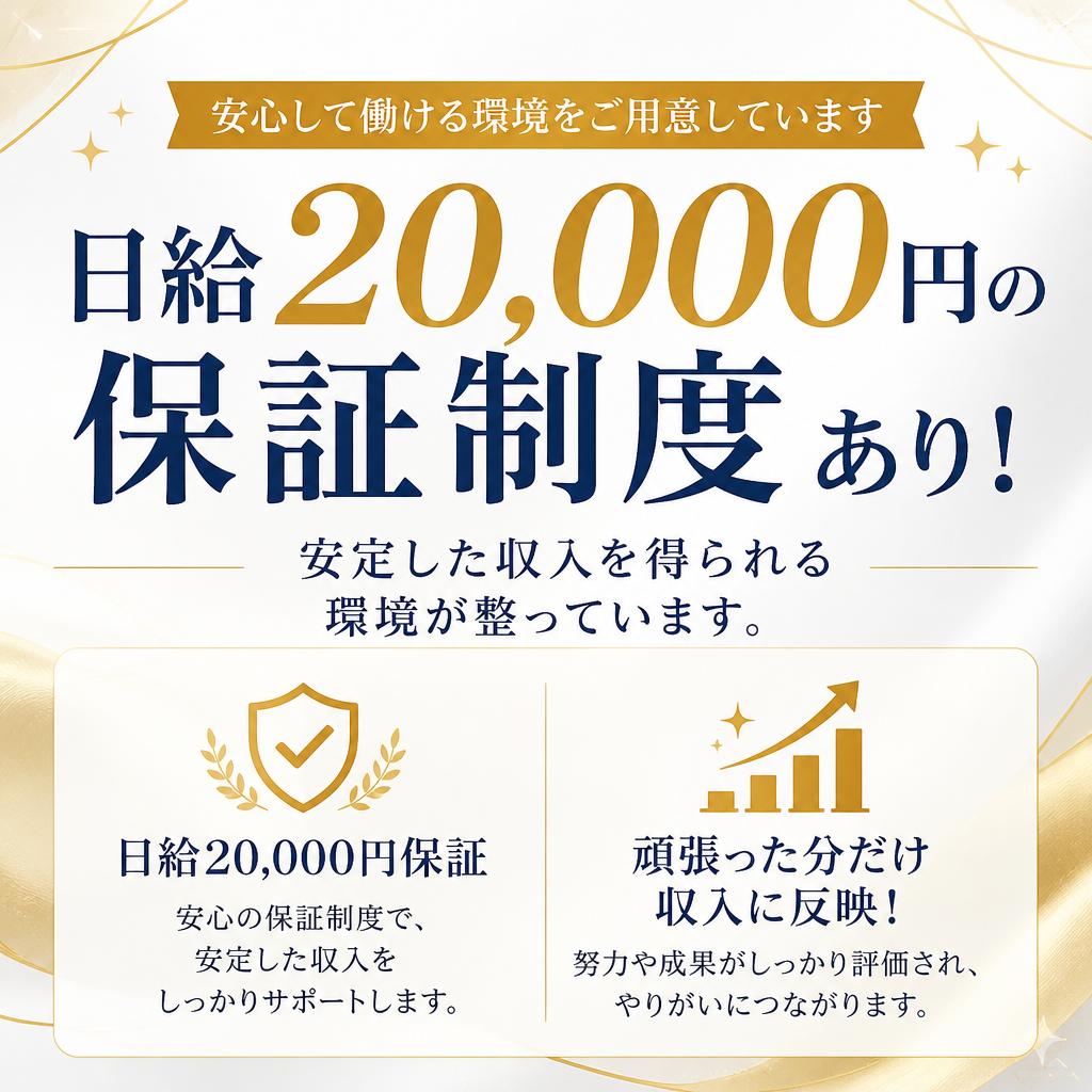 日給20,000円保証で安心の収入