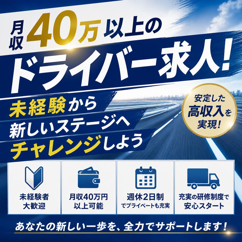月収40万以上のドライバー求人！未経験から新しいステージへチャレンジしよう