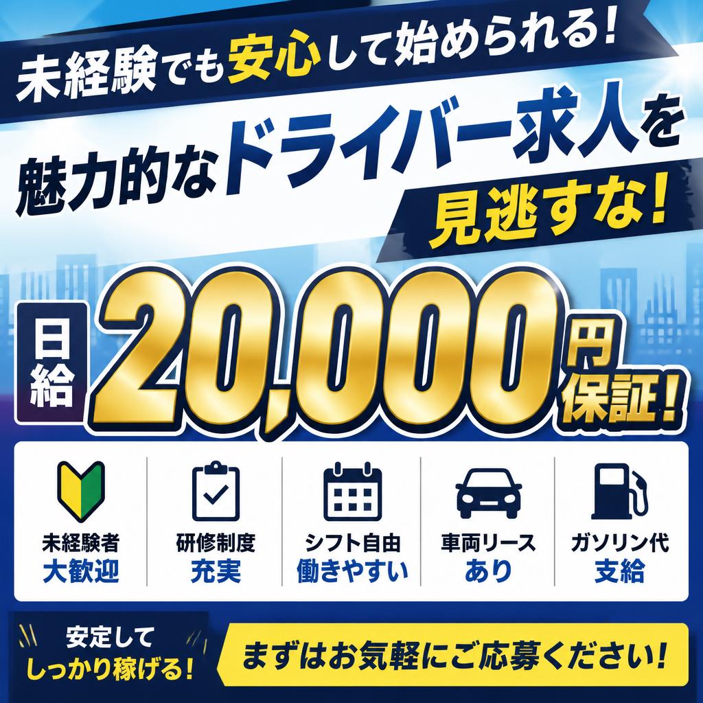 未経験でも安心して始められる！日給20,000円保証の魅力的なドライバー求人を見逃すな！