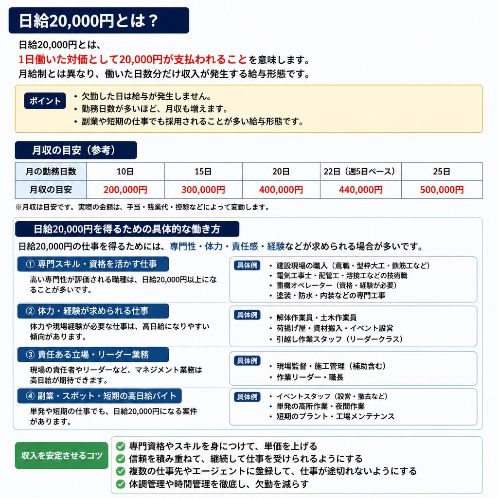 2. 日給20.000円の具体的な説明