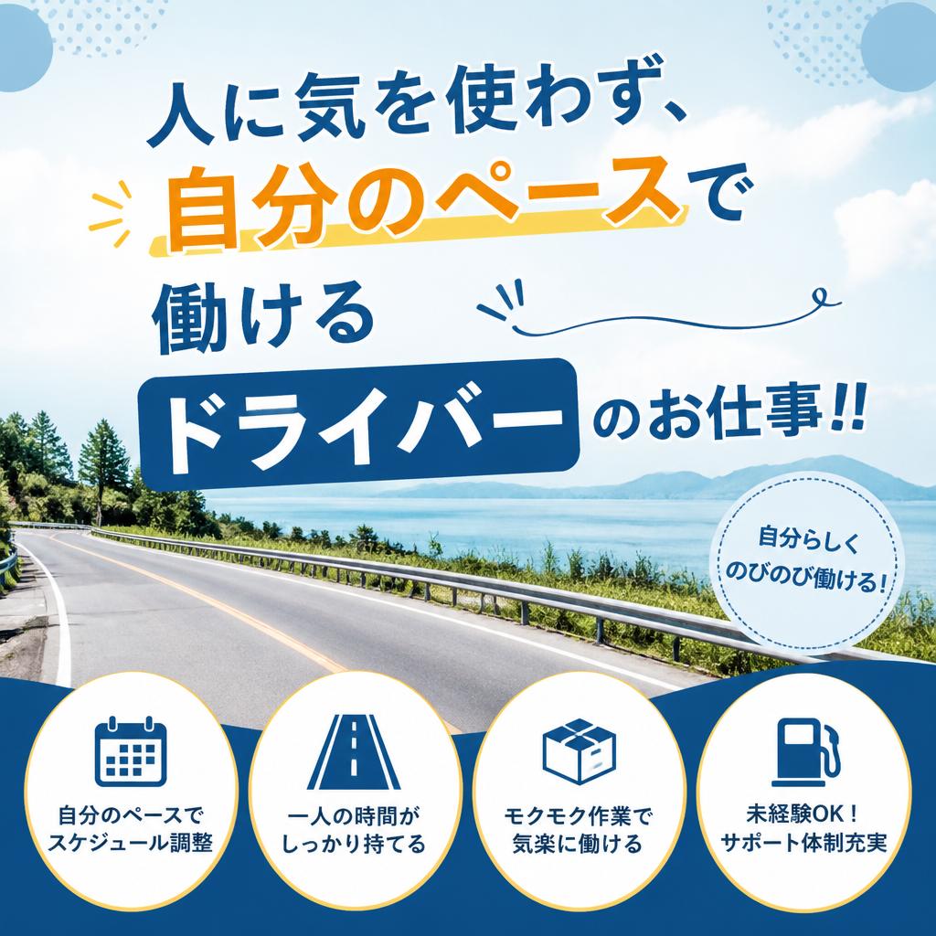 人に気を使わず、自分のペースで働けるドライバーのお仕事！！