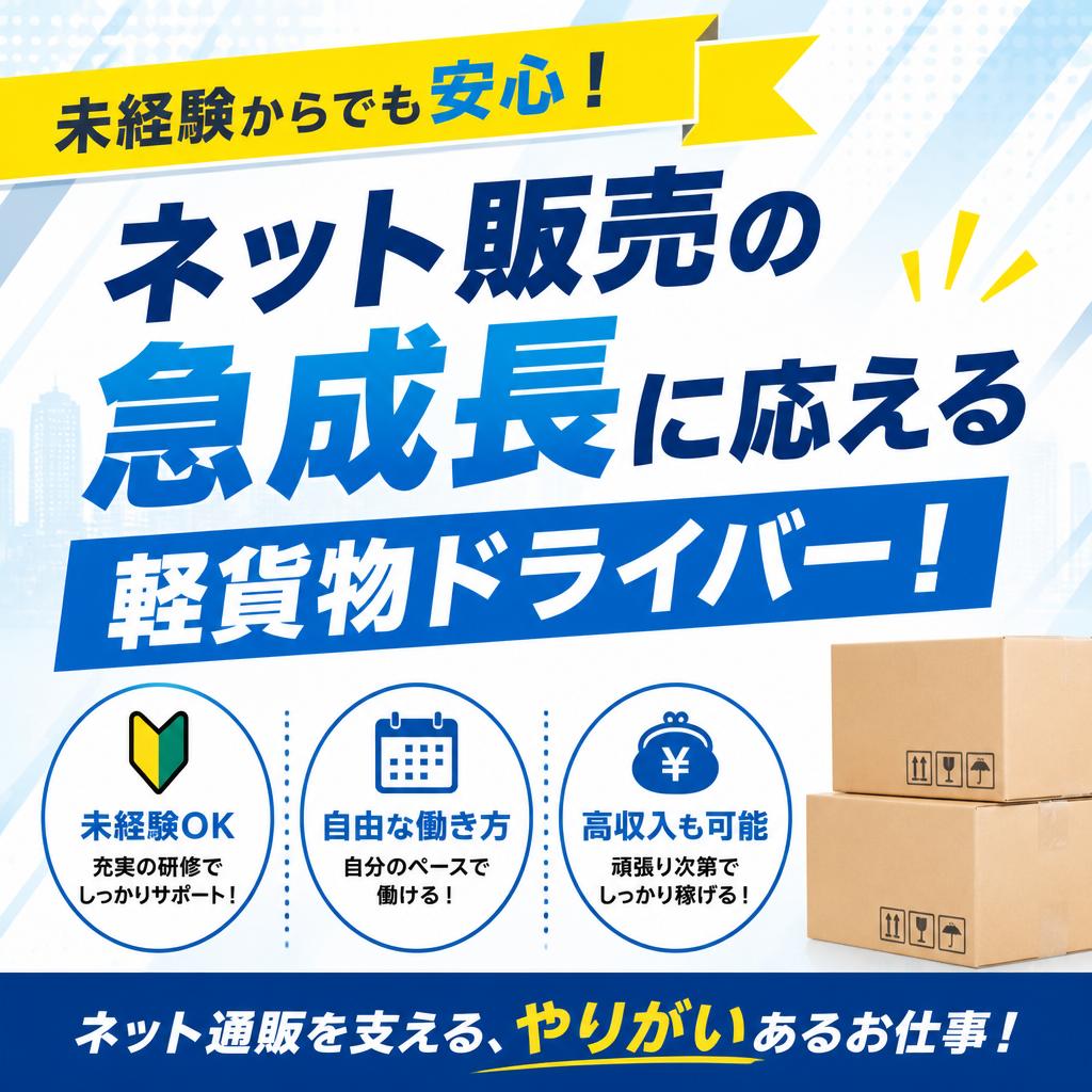 未経験からでも安心！ネット販売の急成長に応える軽貨物ドライバー！