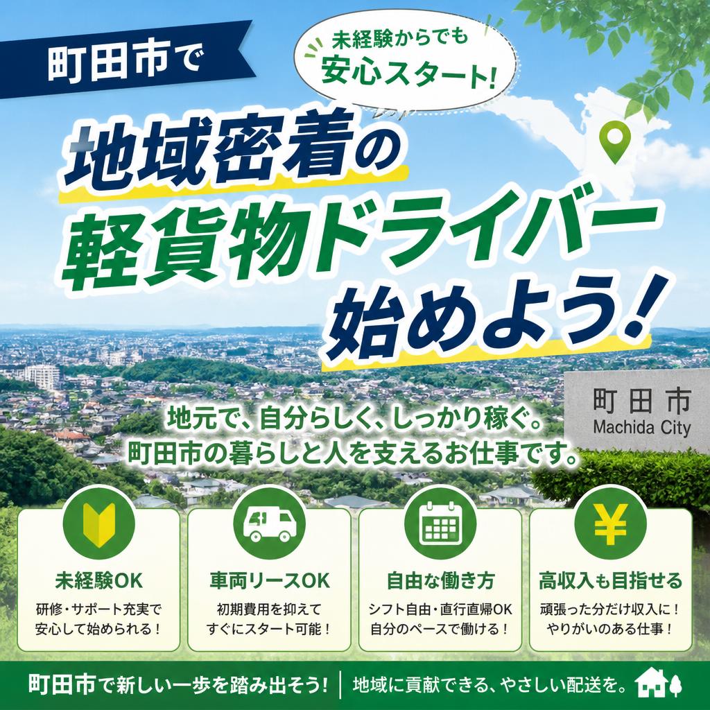 町田市で地域密着の軽貨物ドライバー始めよう！