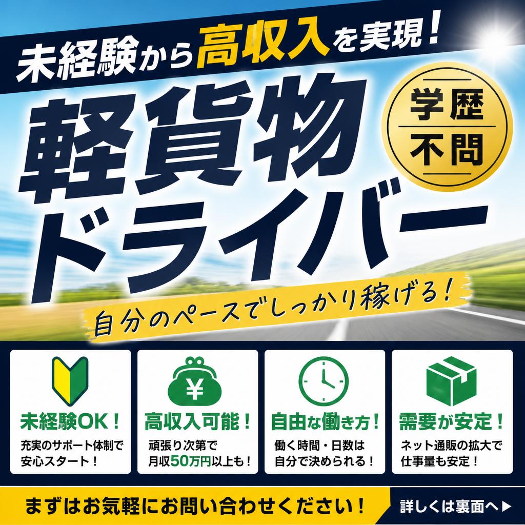 未経験から高収入を実現！学歴不問の軽貨物ドライバー
