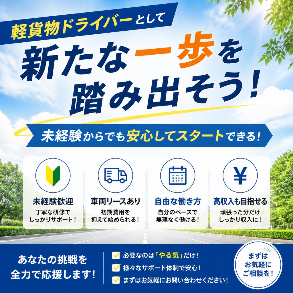軽貨物ドライバーとして新たな一歩を踏み出そう！未経験からでも安心してスタートできる！