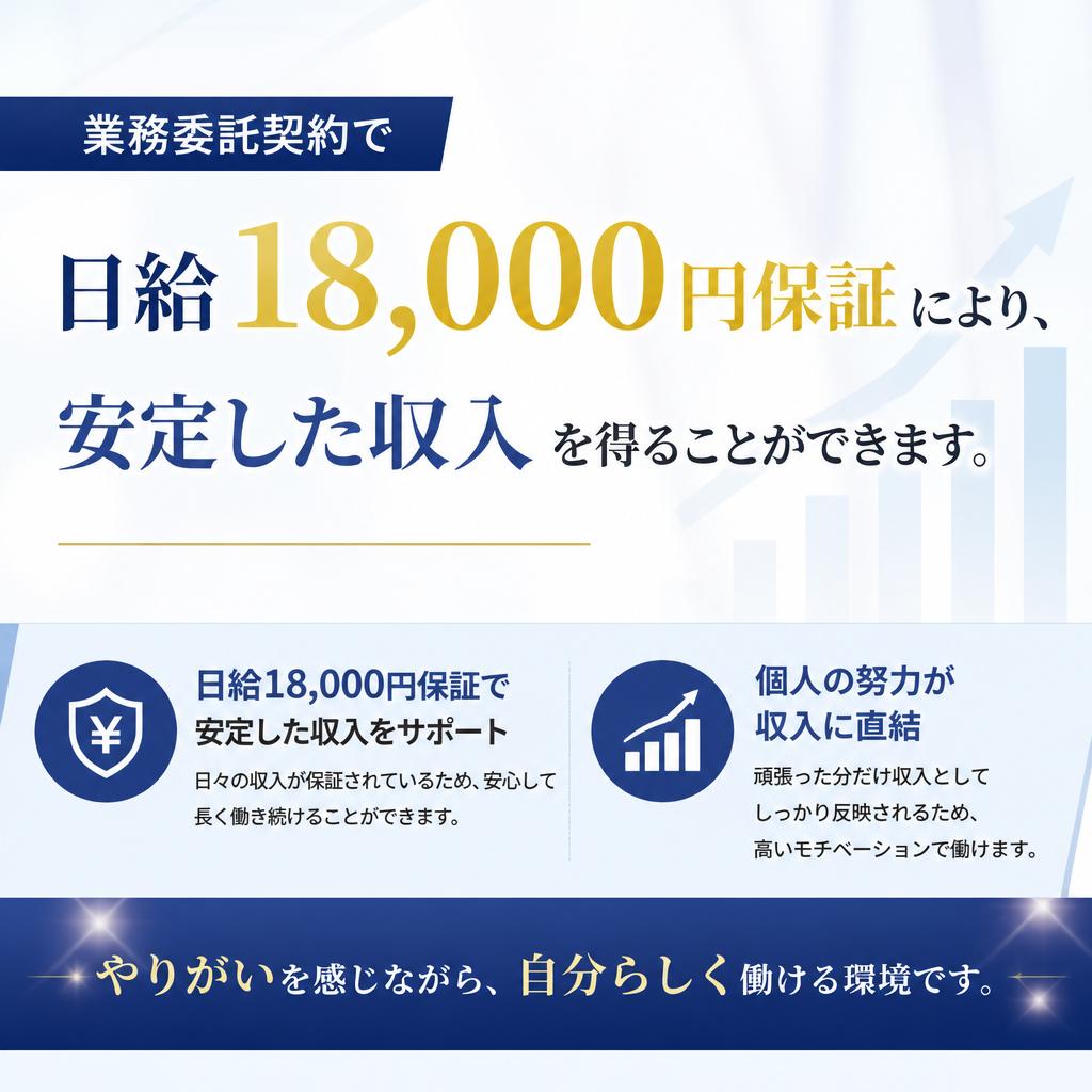 稼げる日給18000円保証！安定した収入を確保