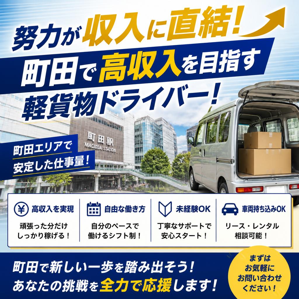 努力が収入に直結！町田で高収入を目指す軽貨物ドライバー！