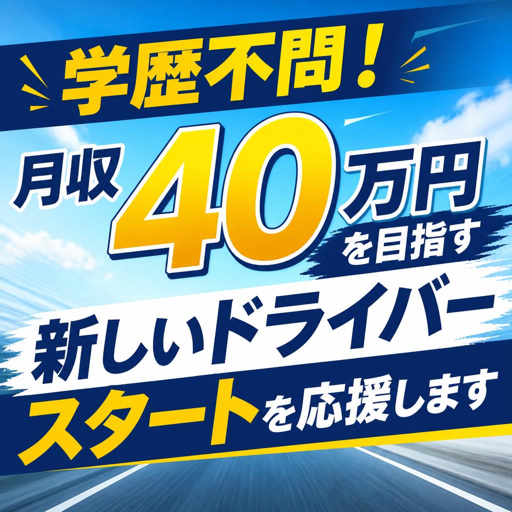 学歴不問！月収40万円を目指す新しいドライバースタートを応援します